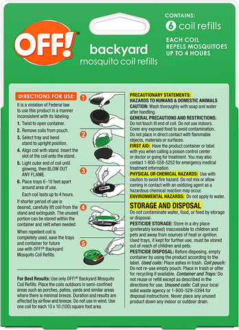SC Johnson 75203 6-Count Pack Of Patio & Deck Mosquito Coil Refills - Quantity of 24