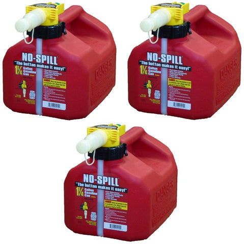 (3) ea NO SPILL 1415 1-1/4 GALLON CARB COMPLIANT GAS GASOLINE FUEL CANS