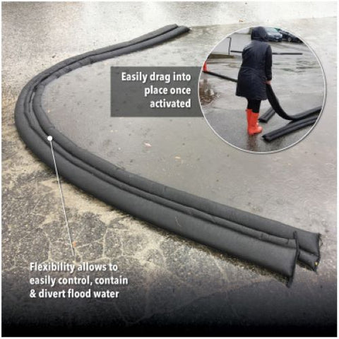 Absorbent QD617-1 Quick Dam 6" x 17' FT Expanding Flood Water Barrier - Quantity of 2