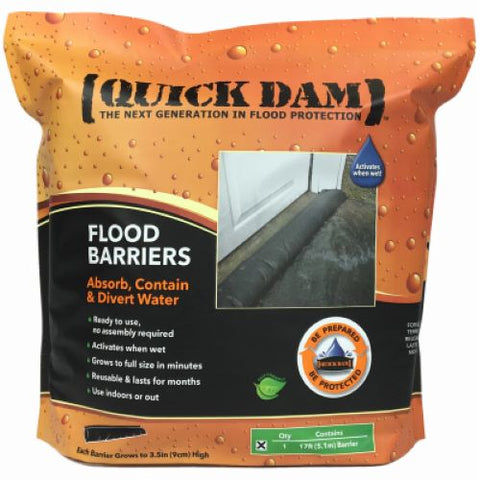 Absorbent QD617-1 Quick Dam 6" x 17' FT Expanding Flood Water Barrier - Quantity of 4