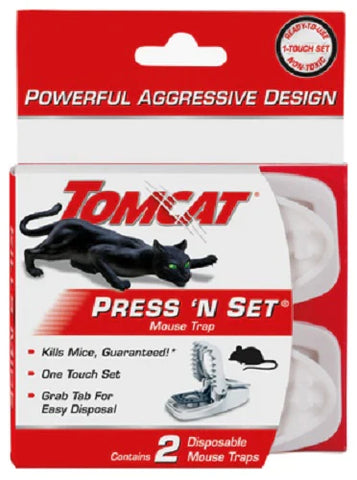 Tomcat 0360710 2-Pack Of Press 'N Set One Touch Reusable Mouse Traps - Quantity of 12
