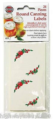 Norpro 635 24 pks Round Canning Jar Lid Labels with Sticky Back 576 labels - Quantity of 24 packs