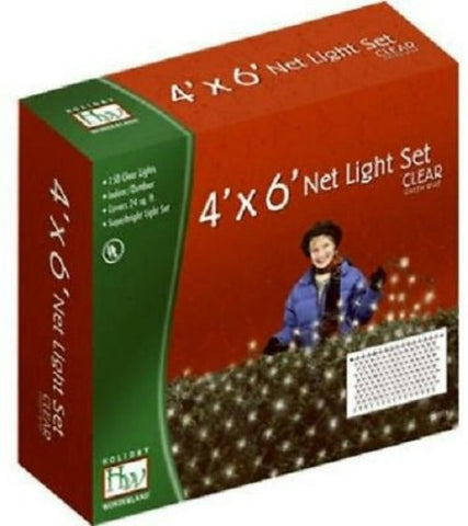 Holiday Wonderland 48950-88 150 Light Count 4' x 6' Clear Net Christmas Lights - Quantity of 6