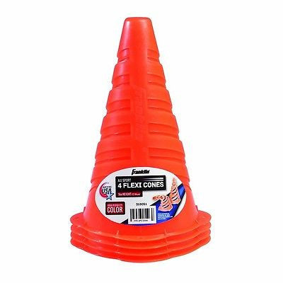 Franklin 3130S1 4 Pack 9" Flexible Collapsible Orange Soccer All Sports Cones - Quantity of 6 (4) packs