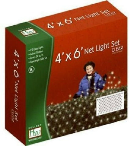 Holiday Wonderland 48950-88 150 Light Count 4' x 6' Clear Net Christmas Lights - Quantity of 10