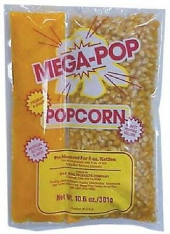 Gold Medal 2838 24 Count 8 oz Packages Of Mega Pop Premium Flavored Popcorn + Oil Kits - Quantity of 1