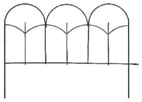 Panacea 89393 14" x 18" Black Metal Triple Stalk Garden Edge Border Fencing - Quantity of 6