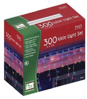 Holiday Wonderland 14089-88 300 Count MULTI COLOR Icicle Christmas Light Sets - Quantity of 4