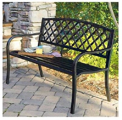Imperial IP-SV131F Lattice Panel Back Design Steel/Iron Garden Bench 50"x23"x33"