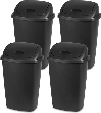 Sterilite 10889004 13.2 Gallon Swing Top Wastebasket / Garbage Can - Quantity of 4