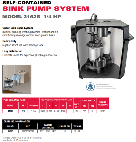 Pentair 2162B 6 Gallon Under Sink Laundry Pump System With Tank - Quantity of 1