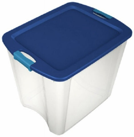 Sterilite 14489604 26 Gallon Latch & Carry Clear Base / Blue Lid Tote Storage Box - Quantity of 4