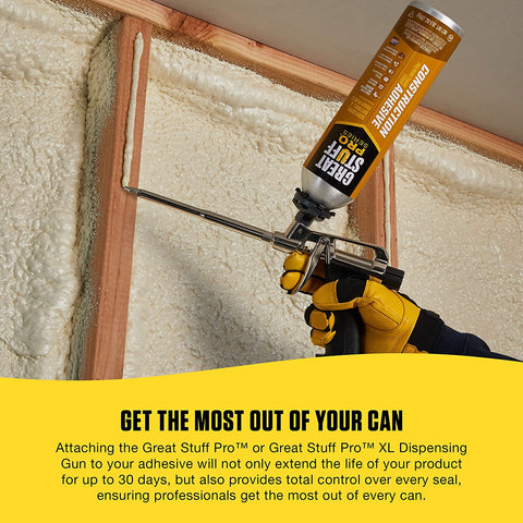 Dow 343087 Great Stuff Pro 26.5 oz Heavy Duty Construction Floor and Wall Adhesive Foam - Quantity of 10 cans