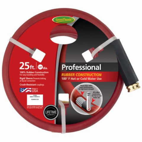 Green Thumb 8696GT-25 5/8" Inch x 25' Foot Professional Red Rubber Hot Water Garden Hose - Quantity of 3