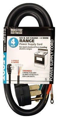 Master Electrician 09044ME 4', 6/2 & 8/2 SRDT Black Range Oven Power Cord