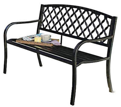 Imperial IP-SV131F Lattice Panel Back Design Steel/Iron Garden Bench 50"x23"x33"