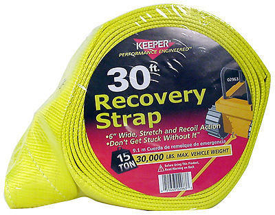 Hampton / Keeper 02963 6" x 30' 30,000 lb HD Vehicle Recovery Strap w Loop Ends
