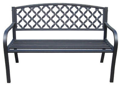 Imperial IP-SV131F Lattice Panel Back Design Steel/Iron Garden Bench 50"x23"x33"