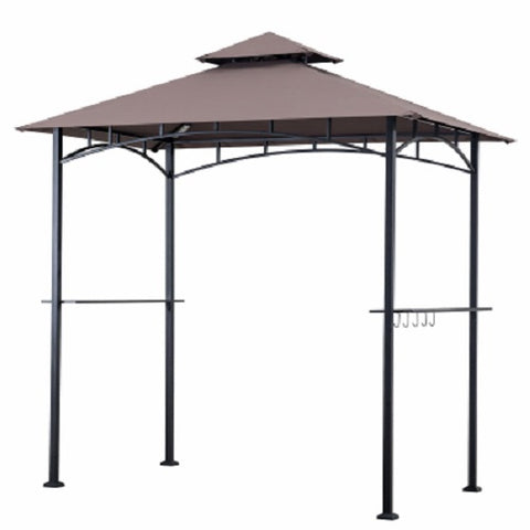 Sunjoy L-GZ238PST-11F 8' x 5' Outdoor / Backyard Grill Cover Gazebo With LED Lights & Shelves - Quantity of 1