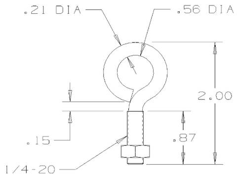 National Mfg N221-085 1/4" x 2" Eye Bolts, Zinc Plated - Quantity of 200