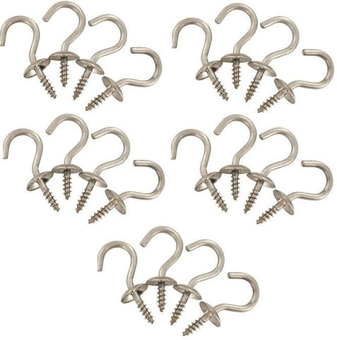 (5) National Mfg N348-433 4 packs 3/4" Stainless Steel Screw In Cup Hooks