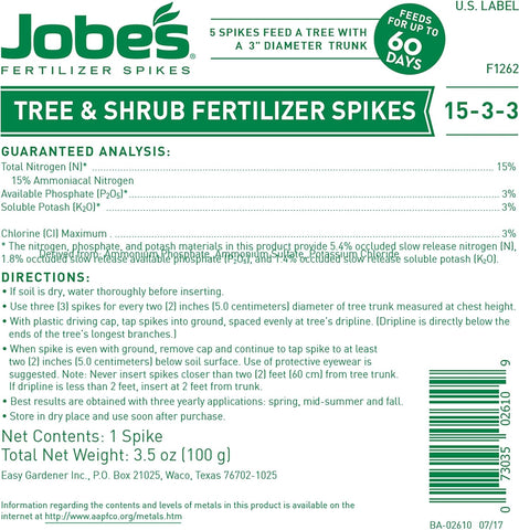 Jobe's 02010 5 pack 15-3-3 Tree & Shrub Fertilizer Spikes - Quantity of 32 (5) Packs