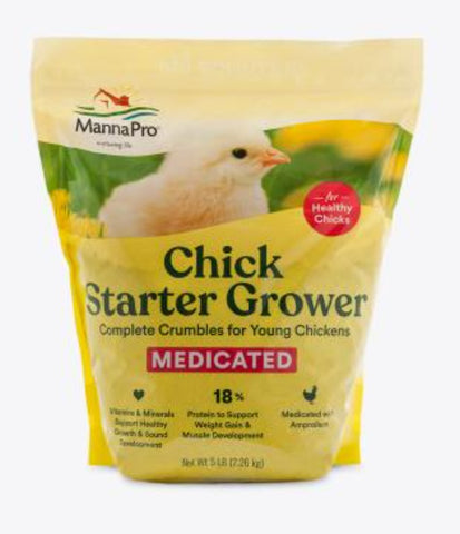 Manna Pro 1000197 5 LB Bag Of Medicated Chick Starter Chicken Feed Food Crumble - Quantity of 1