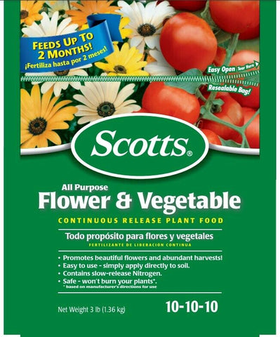 Scotts 1009001 3 LB Bag Of 10-10-10 Flower & Vegetable Plant Food - Quantity of 2