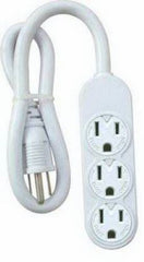 Master Electrician PS-304 White Mini 3 Outlet Power Strip With Rotate Covers