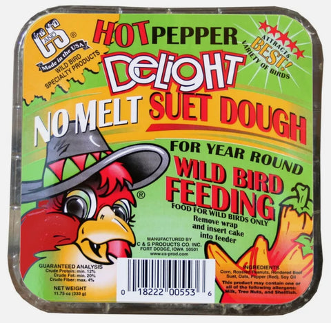 C & S Products 12553 11.75 oz Hot Pepper Delight Wild Bird Food Suet Cake