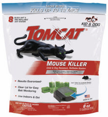 Tomcat 0372010 8-Count Pack of Mouse Rodent Bait Blocks & Refillable Station