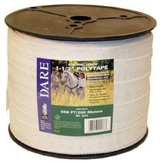 Dare 2576 1.5" Inch x 656' Foot Roll of White Poly & 15-Wire Stainless Steel Electric Fence Tape
