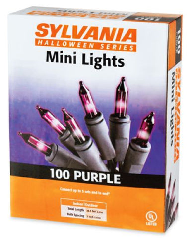 Sylvania V34708-88 100-Count Mini Light Halloween Set Purple Bulbs & Black Wire - Quantity of 4