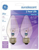 GE 75340 2-Count Pack of Flame Shape 25 Watt Auradescent Light Bulbs