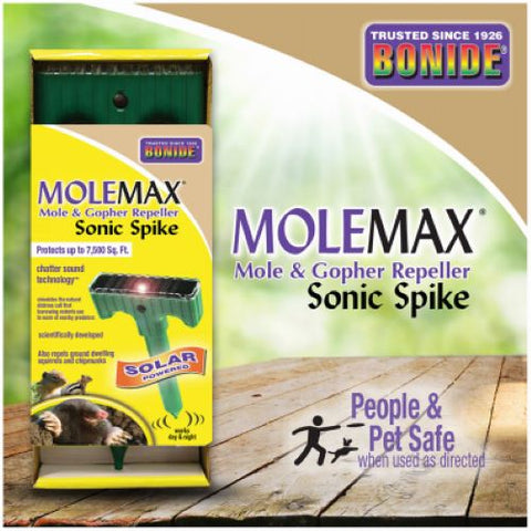 Bonide Molemax 61121 Solar Powered Solar Mole & Gopher Repellent Spike - Quantity of 4