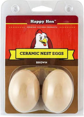 Happy Hen 17055 2-Count Pack of Brown Ceramic Poultry / Chicken Nesting Nest Eggs