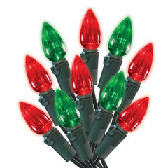 Holiday Wonderland 47703-88A Holiday LED 70-Light C3 Red & Green Faceted Bulb String Light Set