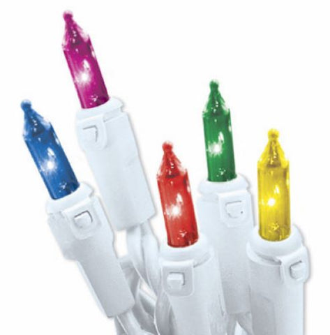 Holiday Wonderland 48601-88A 100-Count Multi-Color With White Cord Christmas Light Set - Quantity of 12