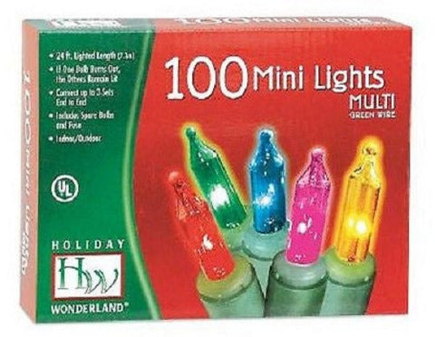 Holiday Wonderland 40005-88A 100-Count MULTI-COLOR Christmas Mini Light Set - Quantity of 6