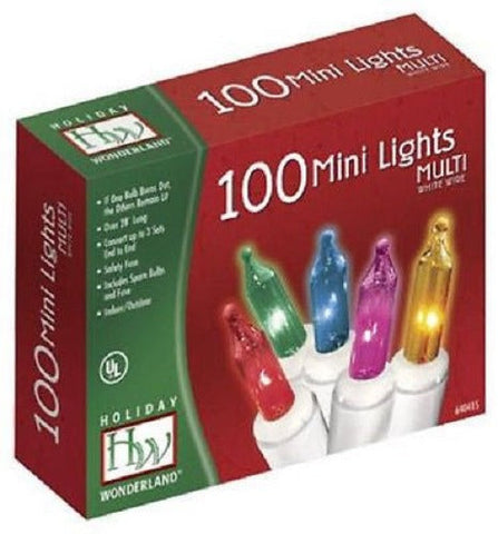 Holiday Wonderland 48601-88A 100-Count Multi-Color With White Cord Christmas Light Set - Quantity of 24