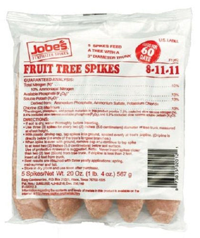 Jobe's 02012 5-Count Pack of 8-11-11 Fruit Tree Fertilizer / Food Spikes
