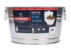 Behrens 0GS 5-Gallon Round Galvanized Weatherproof Steel Tub With Handles