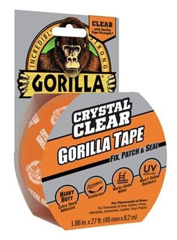 Gorilla 6027002 1.88" Inch x 27' Foot Roll of Crystal Clear Waterproof Repair Tape