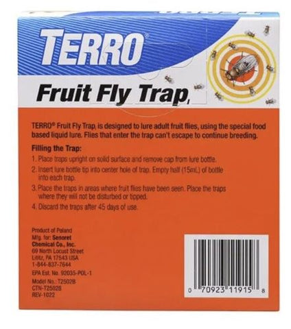 Terro T2502B 2-Count Pack of Fruit Fly Traps with 90 Day Fruit Fly Lure