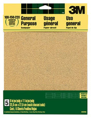3M 9002NA 5-Count Pack of 9" x 11" 100-Grit Aluminum Oxide Sandpaper