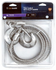 Tru-Guard 5977920TG 5/16" x 20' Galvanized Tow Cable With Slip Hooks
