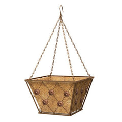 Green Thumb 88961GT 14" Regency Square Metal Brushed Bronze Hanging Basket Planter