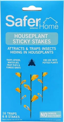 Safer SH5026 8-Count Pack of Non Toxic Houseplant Whitefly & Insect Sticky Stake Traps