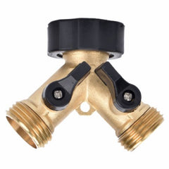 Zhejiang 30008 Brass 2-Way "Y" Garden Faucet Splitter Connector With Shut Offs