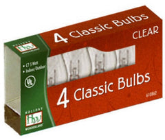 Holiday Wonderland 1074C-88 4-Pack Of C7 Clear Replacement Bulbs